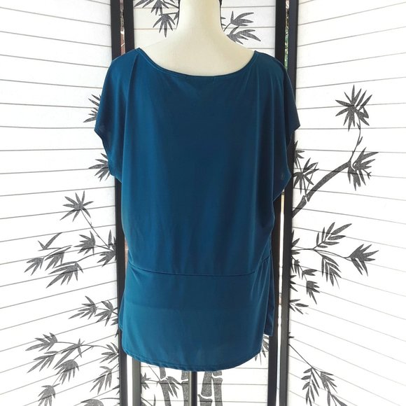 Simplicity by Azul Teal Side Gathered Blouse 3X - Picture 6 of 11
